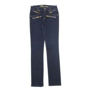 Blumarine Blue Denim Embellished Zippers Staightleg Jeans - Size I 44, D 38